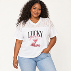Lucky Girl Era | Lace Jersey Tee