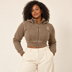 BB Crest | Vintage Wash Cropped Zip Hoodie