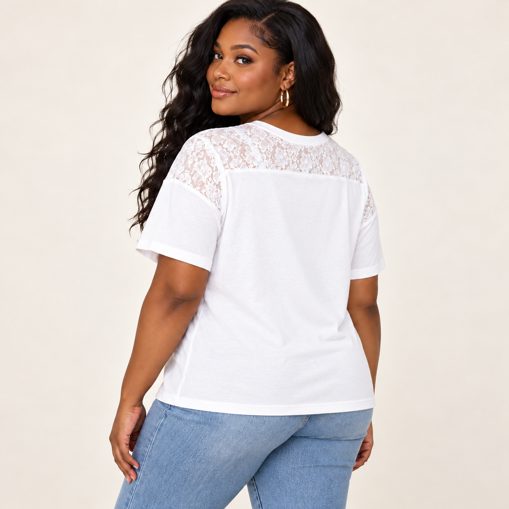 Lucky Girl Era | Lace Jersey Tee