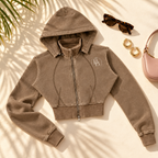 BB Crest | Vintage Wash Cropped Zip Hoodie
