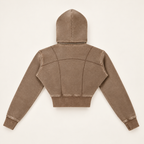 BB Crest | Vintage Wash Cropped Zip Hoodie