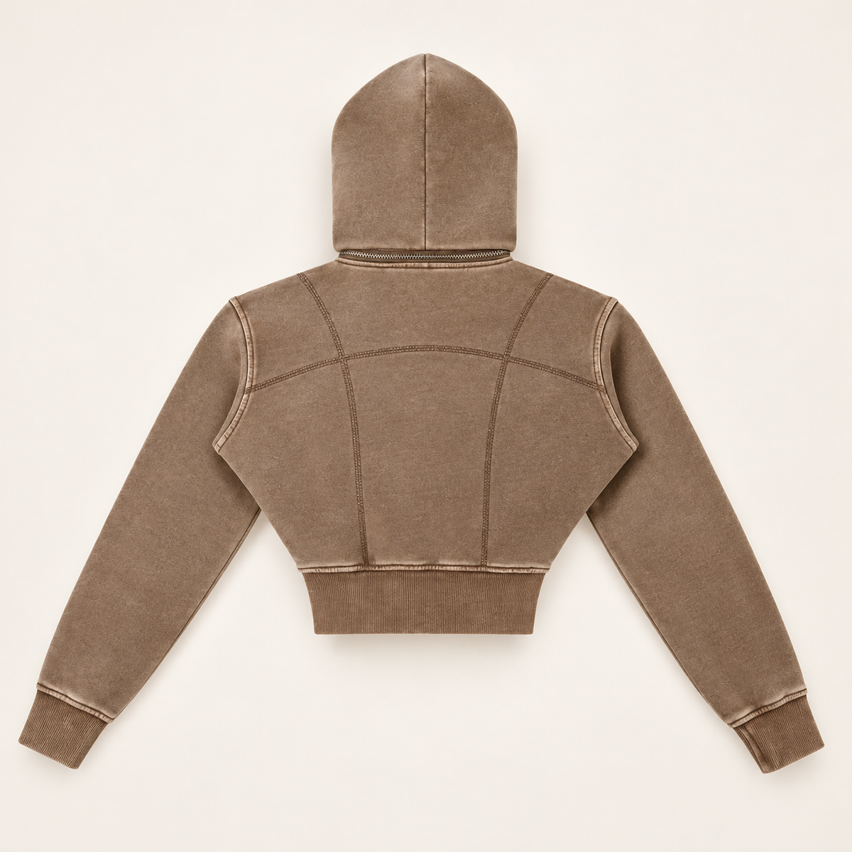 BB Crest | Vintage Wash Cropped Zip Hoodie