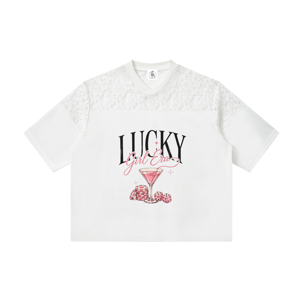 Lucky Girl Era | Lace Jersey Tee